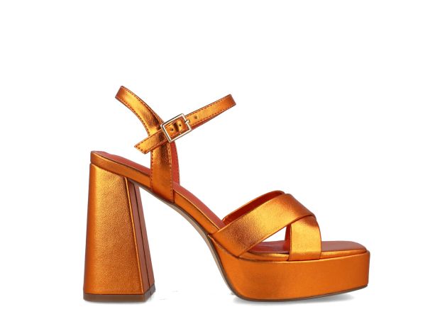 Sandalo Platform Arancione Laminato