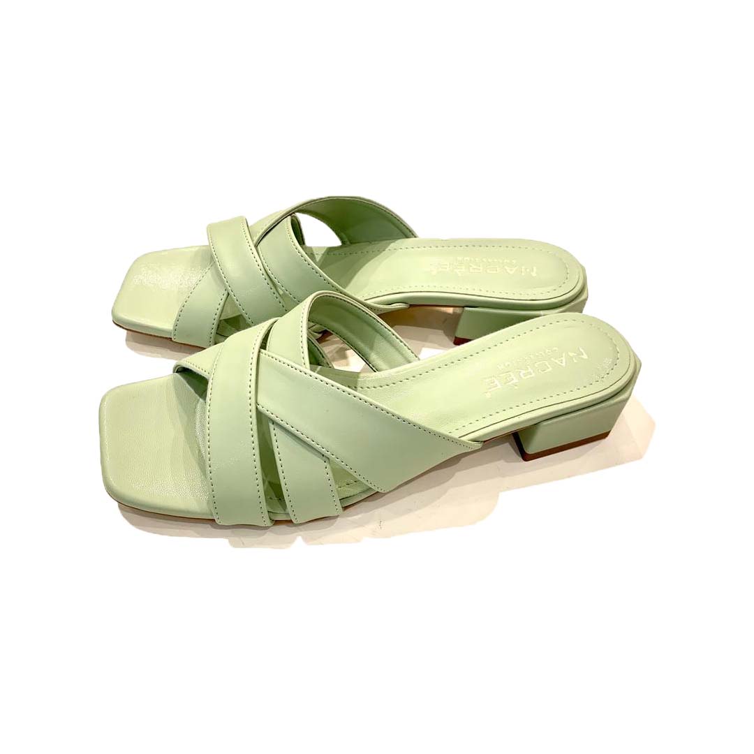 Sandalo Mule in Pelle color Verde Menta